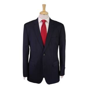 Hugo Boss Navy Blue Suit Johnstons/Lenon Super 100's Wool 2-Btn 42R